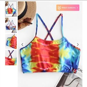 ZAFUL Tie Dye Lace Up Bikini Top
